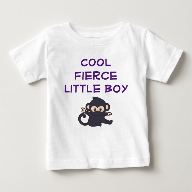 T-shirt Pour Bébé Cool Fierce Boy Funny Jote Cartoon Ninja Singe (Devant)