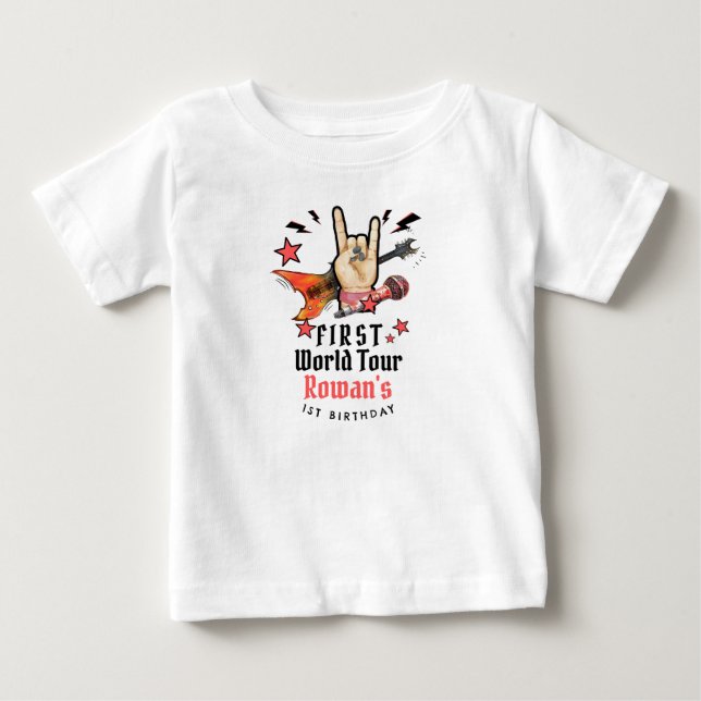 T-shirt Pour Bébé Cool Punk Rockstar First Birthday  (Devant)