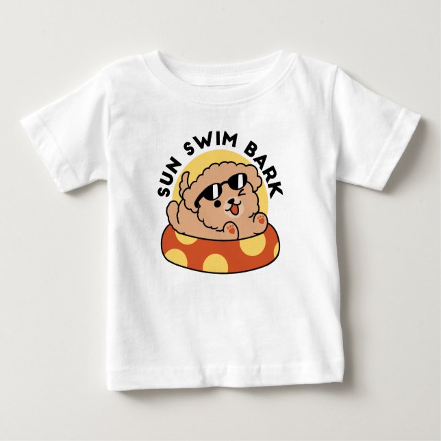 T-shirt Pour Bébé Cool Summer Chien Flottant - Jolie Puppy Pool Part (Devant)