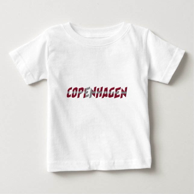 T-shirt Pour Bébé Copenhague Danemark Drapeau Danois Typographie (Devant)