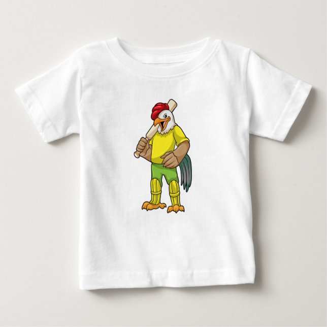 T-shirt Pour Bébé Coq en batteur avec batte de cricket (Devant)