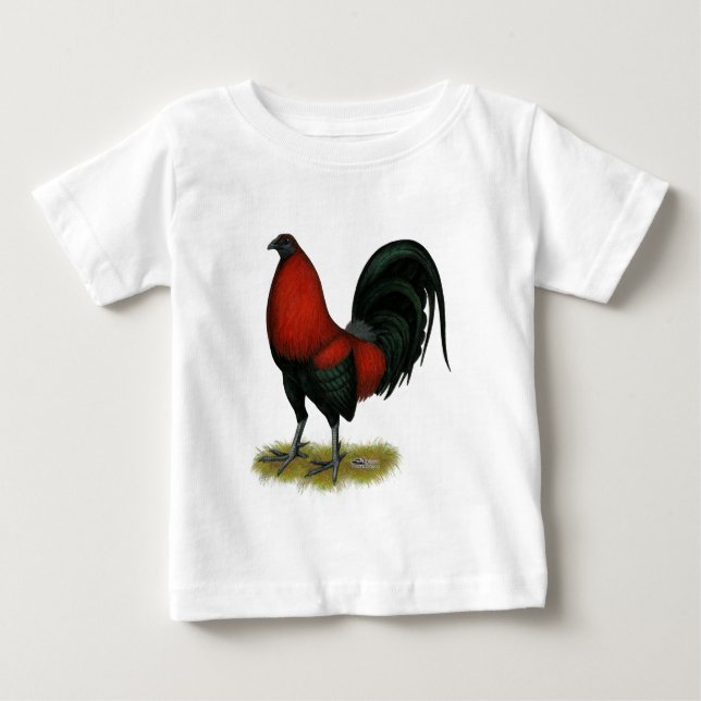 T-shirt Pour Bébé Coq Rouge Noir BB Américain (Devant)