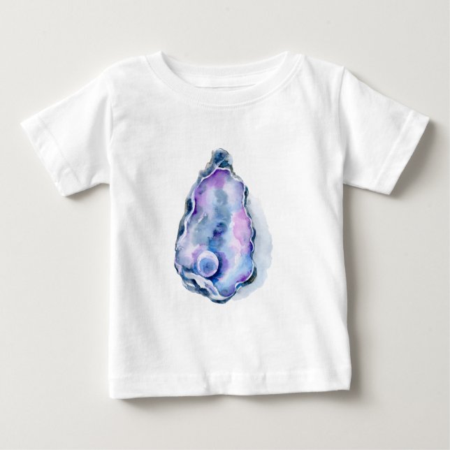 T-shirt Pour Bébé Coquille d'huître d'aquarelle avec la perle (Devant)