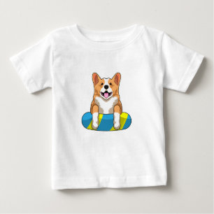 T-shirt Pour Bébé Corgi gallois à la nage avec planche