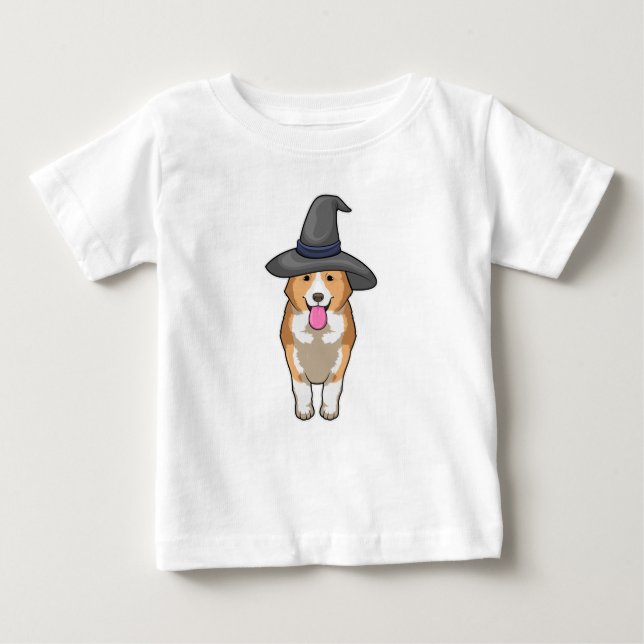 T-shirt Pour Bébé Corgi Witch (Devant)