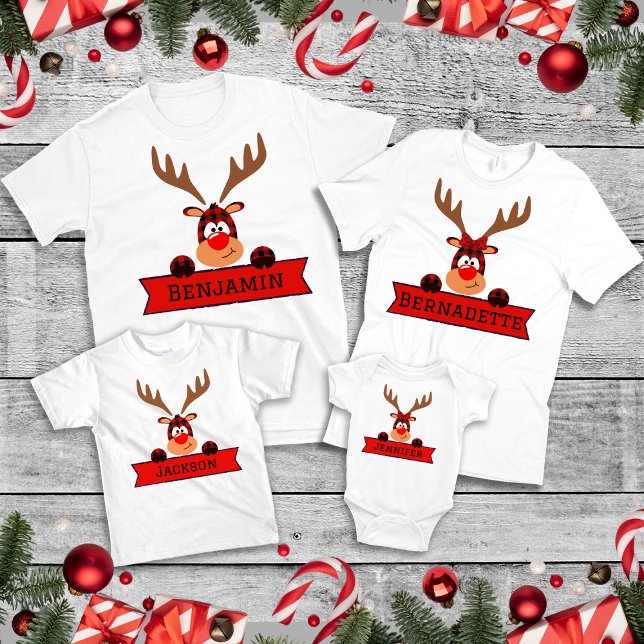 T-shirt Pour Bébé Correspondance familiale Buffalo Plaid Reindee (Créateur téléchargé)