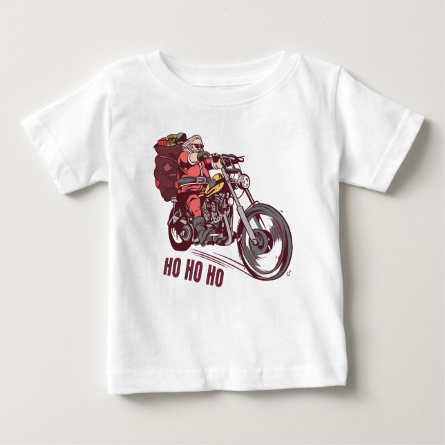 T-shirt Pour Bébé Costume de Noël père Noël Biker pour Invitatiatiat (Devant)
