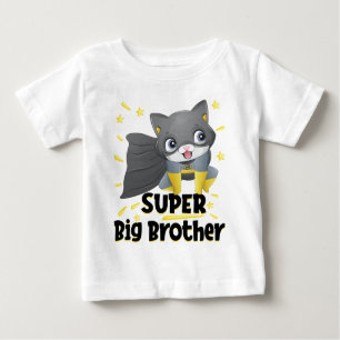 T-shirt Pour Bébé Costume Noir Chat Superhero Big Brother