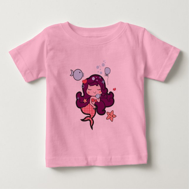 T-shirt Pour Bébé Costume pour bébé tutu rose avec sirène kawaii (Devant)