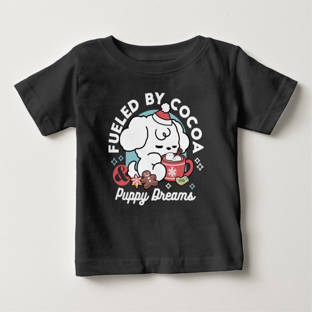 T-shirt Pour Bébé Cosy Puppy Dreams - Chocolat chaud et Noël (Devant)