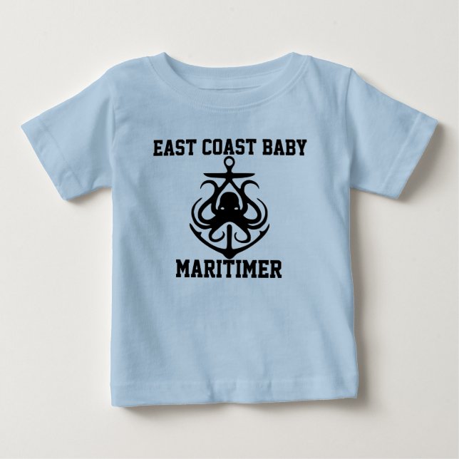 T-shirt Pour Bébé Côte Est Martimer ancre pieuvre chemise bébé (Devant)