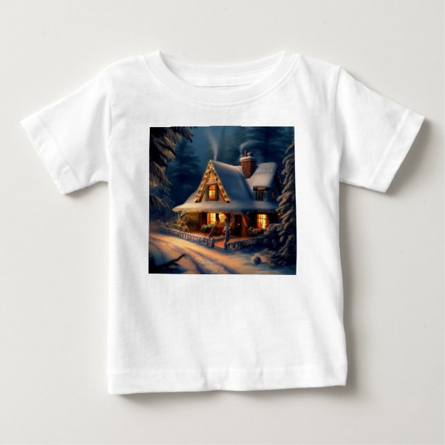 T-shirt Pour Bébé Cottage de Noël 1 (Devant)