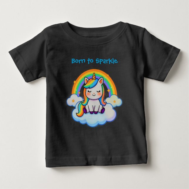 T-shirt Pour Bébé Cotton Tee- Trendy Unicorn  (Devant)