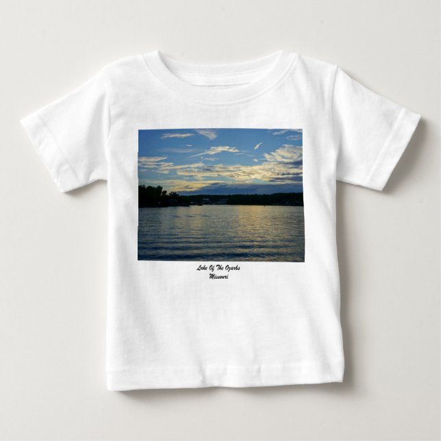 T-shirt Pour Bébé Coucher de soleil bleu du lac des Ozarks (Devant)