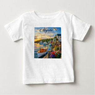 T-shirt Pour Bébé Coucher de soleil dans le port de Mystic, Connecti