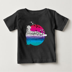 T-shirt Pour Bébé Coucher de soleil de tigre blanc