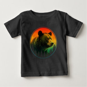 T-shirt Pour Bébé Coucher de soleil ours nature animal faune