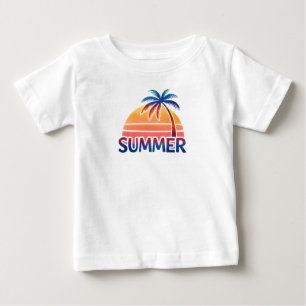 T-shirt Pour Bébé Coucher de soleil rétro d'été palmier