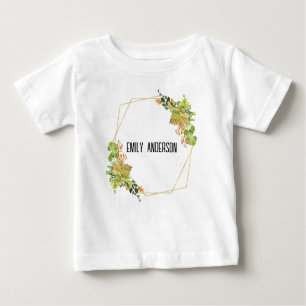 T-SHIRT POUR BÉBÉ COULEUR D'EAU FLORALE SUCCULTE CACTUS ORANGE