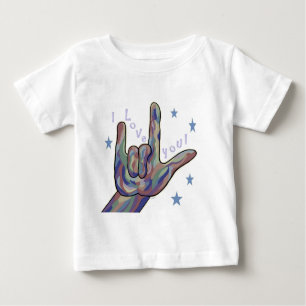T-shirt Pour Bébé Couleurs de denim et de camouflage d'ASL je t'aime