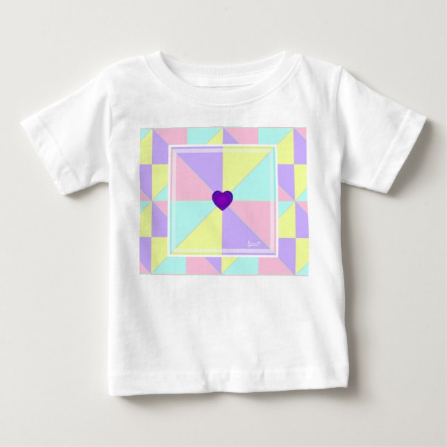 T-shirt Pour Bébé Couleurs pastel et cœurs violets battants (Devant)
