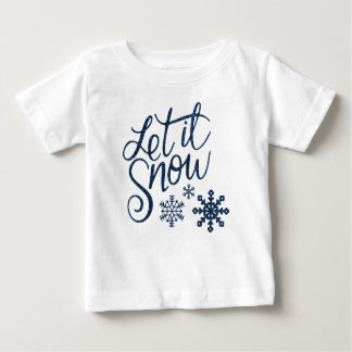 T-shirt Pour Bébé Coup de neige à Noël avec des flocons de neige ble