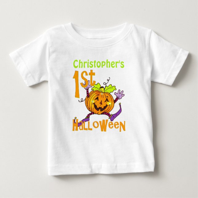 T-shirt Pour Bébé Coupe 1er Citrouille Halloween personnalisée (Devant)