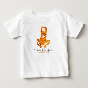 T-shirt Pour Bébé Couper -ORANGUTAN- Graphique animal en voie de dis