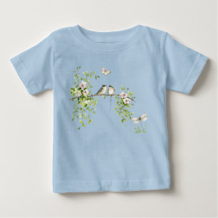 T-shirt Pour Bébé Couple de oiseaux à l'aquarelle