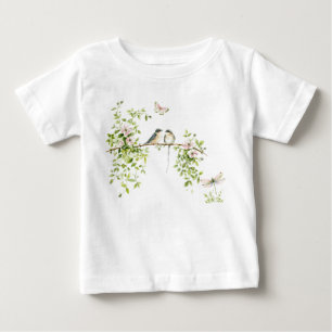 T-shirt Pour Bébé Couple d'oiseaux à l'aquarelle