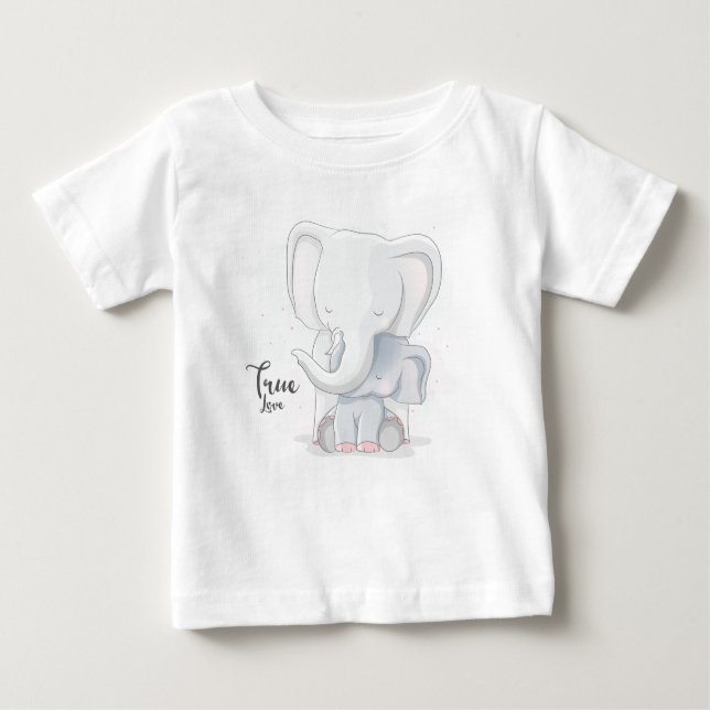 T-shirt Pour Bébé Couples mignons d'éléphant (Devant)