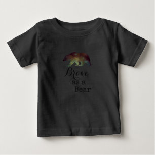 T-shirt Pour Bébé Courageux comme un Ours Typographie Aquarelle