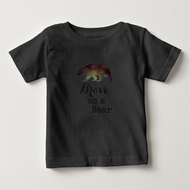T-shirt Pour Bébé Courageux comme un Ours Typographie Aquarelle (Devant)