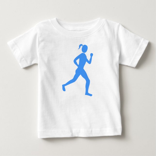 T-shirt Pour Bébé Coureur (Femme) - Bébé bleu (Devant)