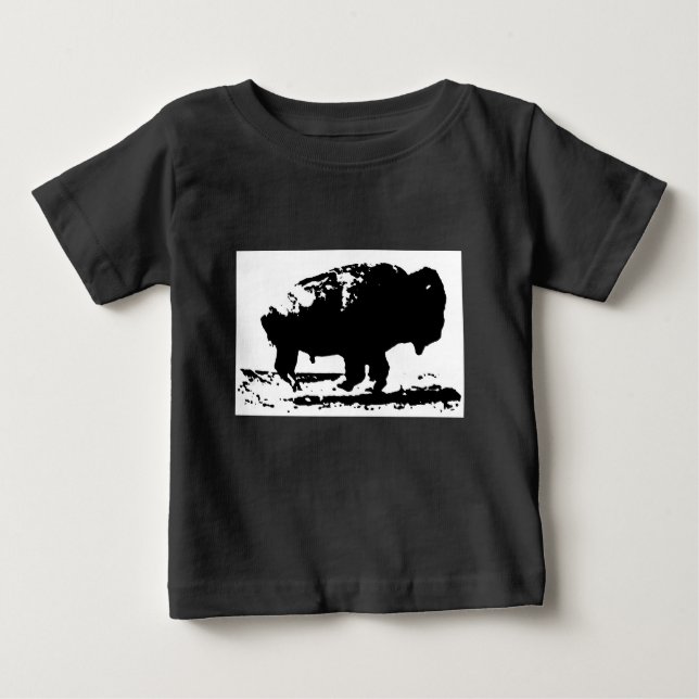 T-shirt Pour Bébé Courir Buffalo Bison Pop Art (Devant)