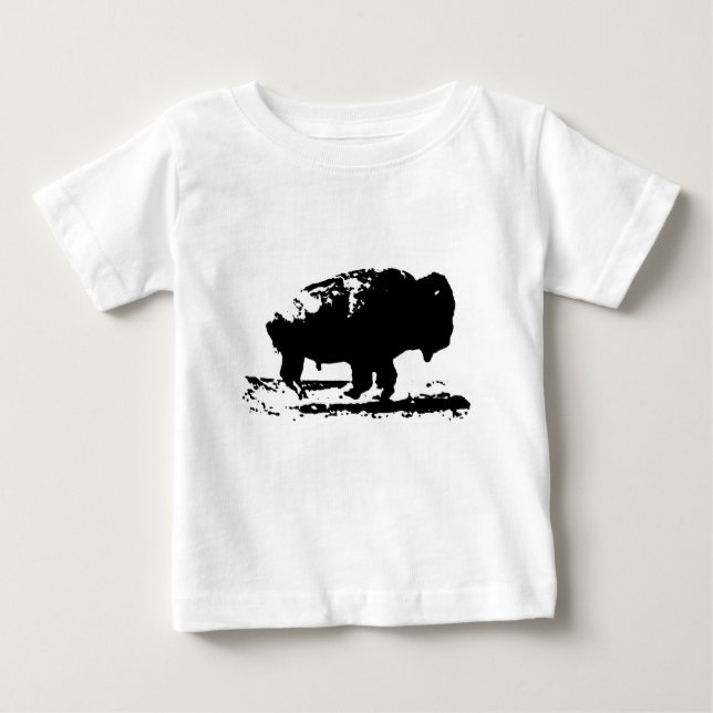 T-shirt Pour Bébé Courir Buffalo Bison Pop Art (Devant)