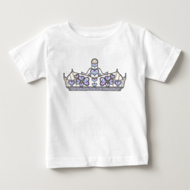 T-shirt Pour Bébé Couronne argentée de diamants du coeur (Devant)