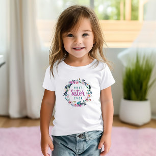 T-shirt Pour Bébé Couronne florale boho Meilleure sœur jamais