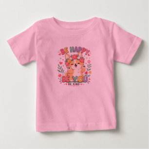 T-shirt Pour Bébé Couronne florale de Corgi mignon Soyez heureux Soy