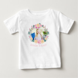 T-shirt Pour Bébé Couronne florale licorne Fête d'anniversaire Photo