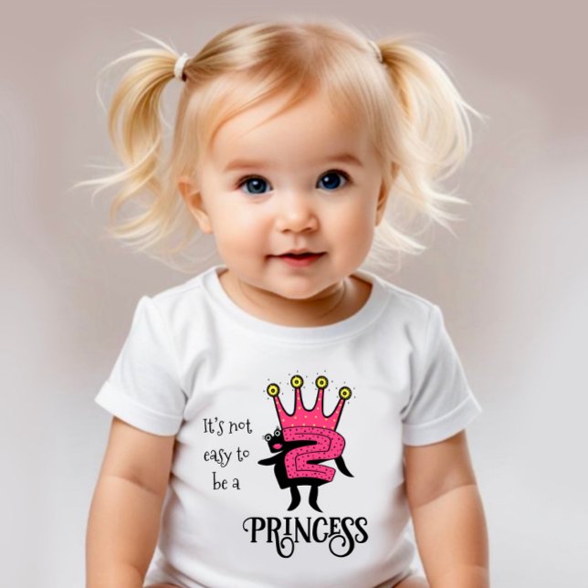 T-shirt Pour Bébé Couronne rose avec le numéro deux (Créateur téléchargé)