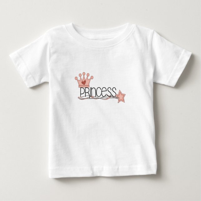 T-shirt Pour Bébé Couronne rose et princesse baguette (Devant)