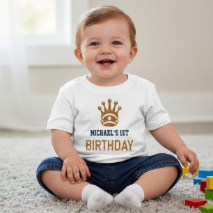 T-shirt Pour Bébé Couronne Royale de Prince en Paillettes d'Or Faux 