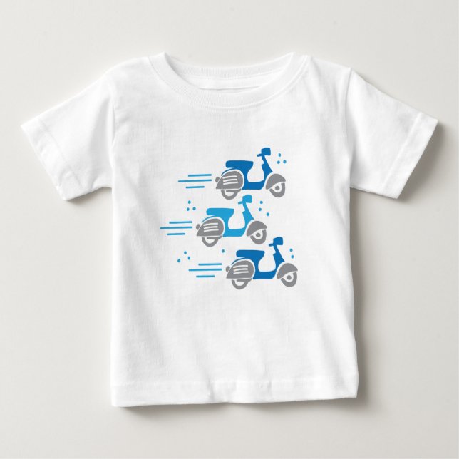 T-shirt Pour Bébé course de vélomoteur de trois scooters (Devant)