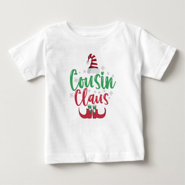 T-shirt Pour Bébé Cousin Claus Funny Père Noël Family Matching Cadea (Devant)