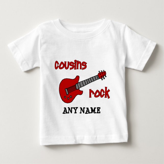 T-shirt Pour Bébé Cousins Rock ! avec la guitare rouge (Devant)