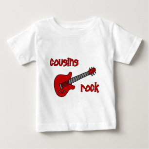 T-shirt Pour Bébé Cousins Rock ! avec la guitare rouge