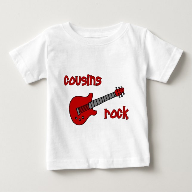 T-shirt Pour Bébé Cousins Rock ! avec la guitare rouge (Devant)