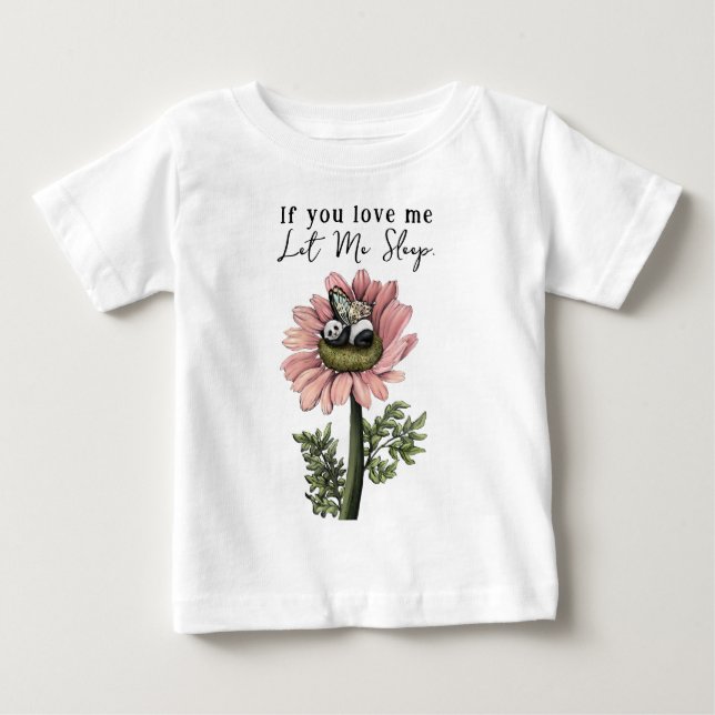 T-shirt Pour Bébé Coussin rose couchage Panda Ours Fée Jeu d'oreille (Devant)