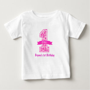 T-shirt Pour Bébé Coutume d'anniversaire de l'impression le rose de